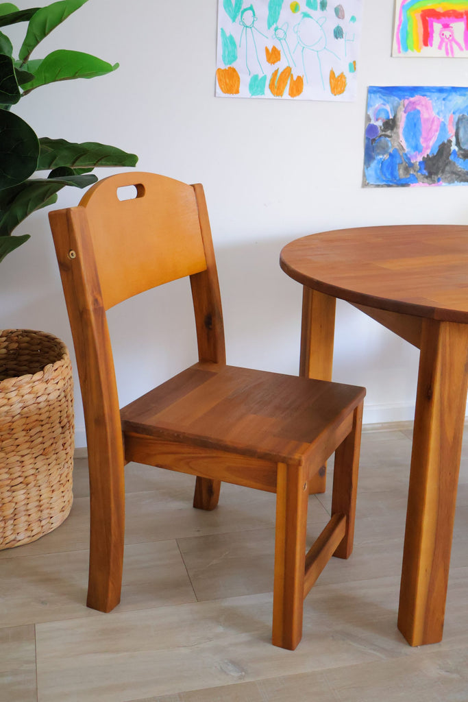 Stacking Chairs Acacia Wood Set of 2