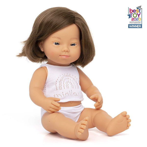 Doll -  Caucasian Girl Downs Syndrome and Glasses.  Anatomically Correct
