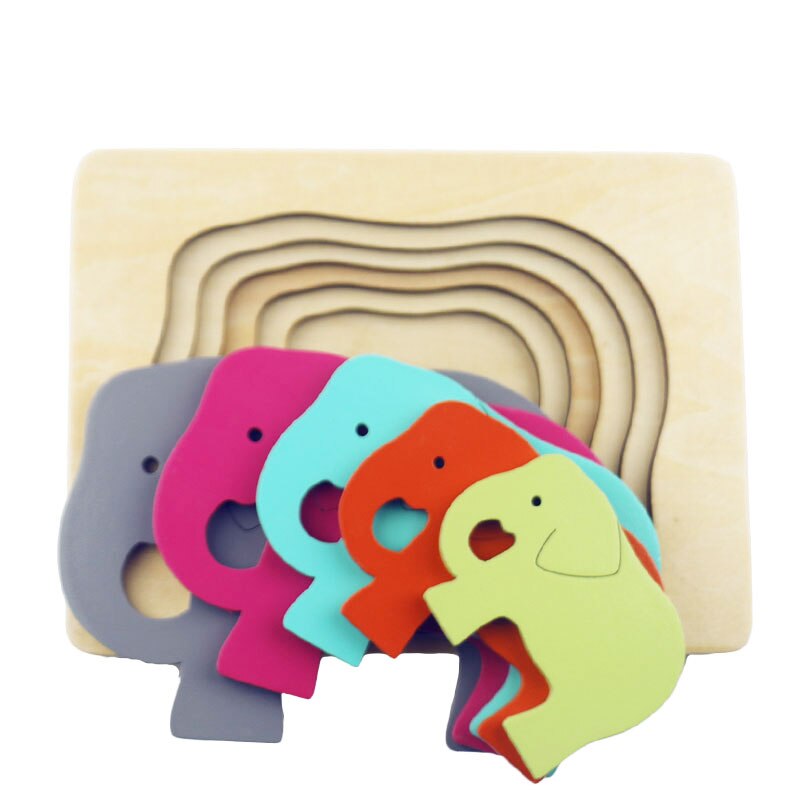 Size Sequencing Puzzle Wooden Elephant