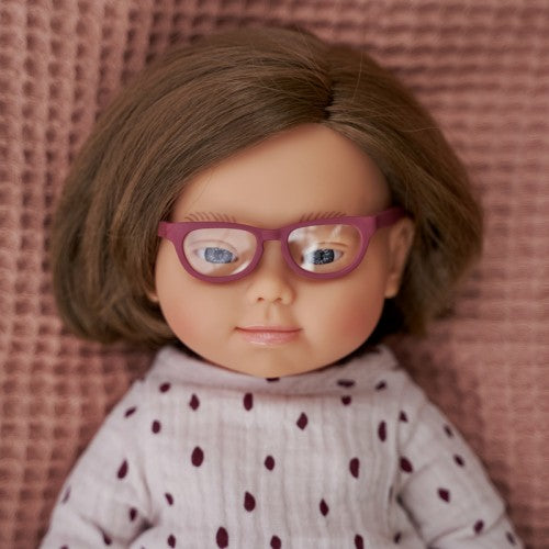 Doll -  Caucasian Girl Downs Syndrome and Glasses.  Anatomically Correct