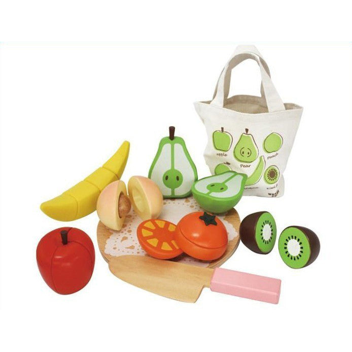 Wooden Fruit Magnetised with Shopping Bag